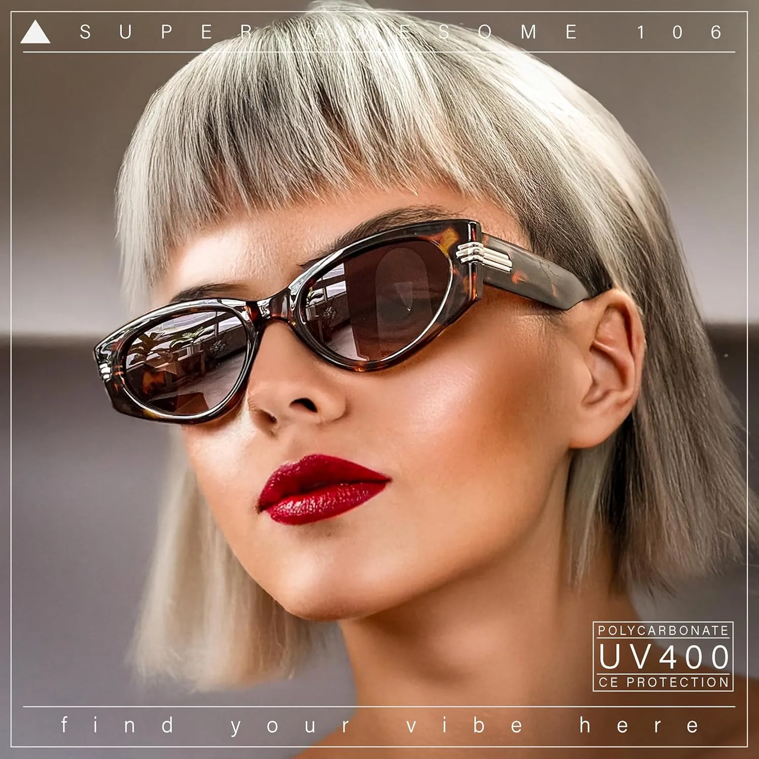 SA106 Womens Art Deco Mod Thick Temple Cat Eye Sunglasses