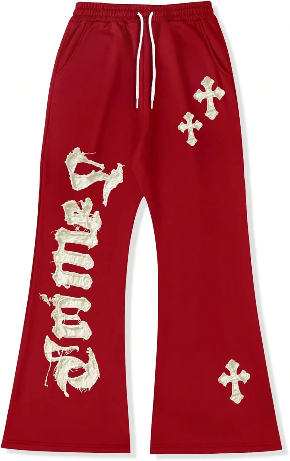 SHENHE Men's Graphic Cross Print Flare Sweatpants Drawstring Gothic Y2k Casual Pants