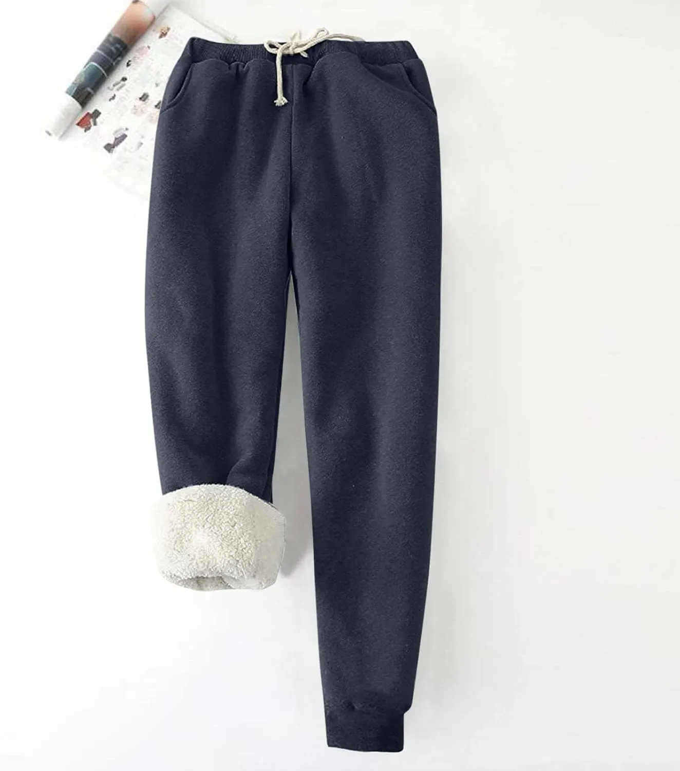 Sherpa Lined Sweatpants for Women Comfy Winter Pants Warm Fleece Jogger Pants Soft Athletic Pants Thermal Trousers