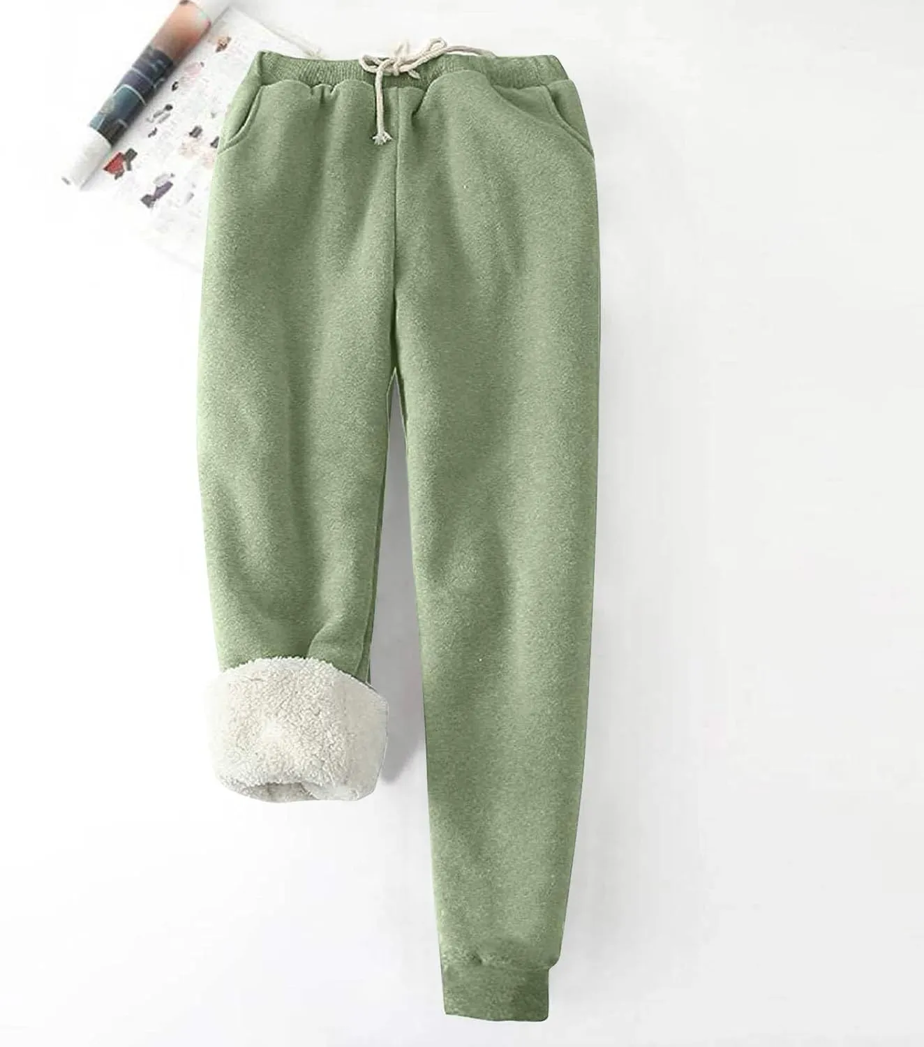 Sherpa Lined Sweatpants for Women Comfy Winter Pants Warm Fleece Jogger Pants Soft Athletic Pants Thermal Trousers