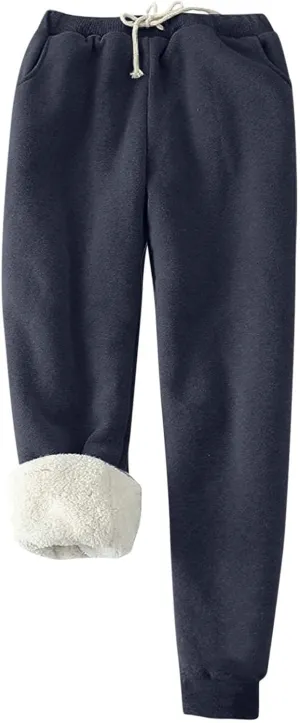 Sherpa Lined Sweatpants for Women Comfy Winter Pants Warm Fleece Jogger Pants Soft Athletic Pants Thermal Trousers