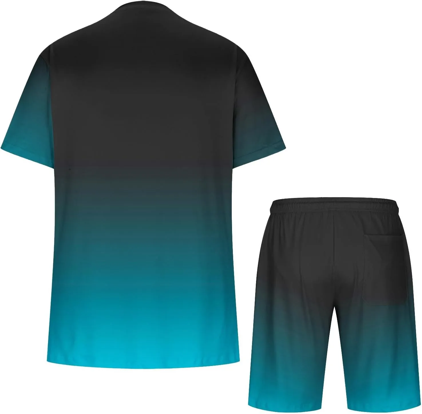 Sinzelimin Sport Casual Set for Men Two Piece Tracksuit O-Neck Short Sleeves Tees Shirts Shorts Sweatpant Jogger Workout Suit