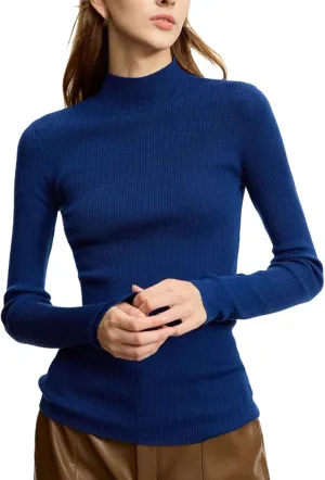 Slim Fit High Elastic Turtleneck Warm Solid Pullovers Womens Oversized Sweater