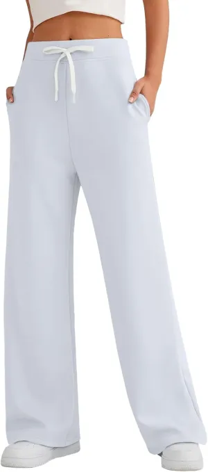 Straight Leg Wide Sweatpants Women's Sports Fitness Pants Casual Loose High Waist Pants Drawstring Jogging Pants