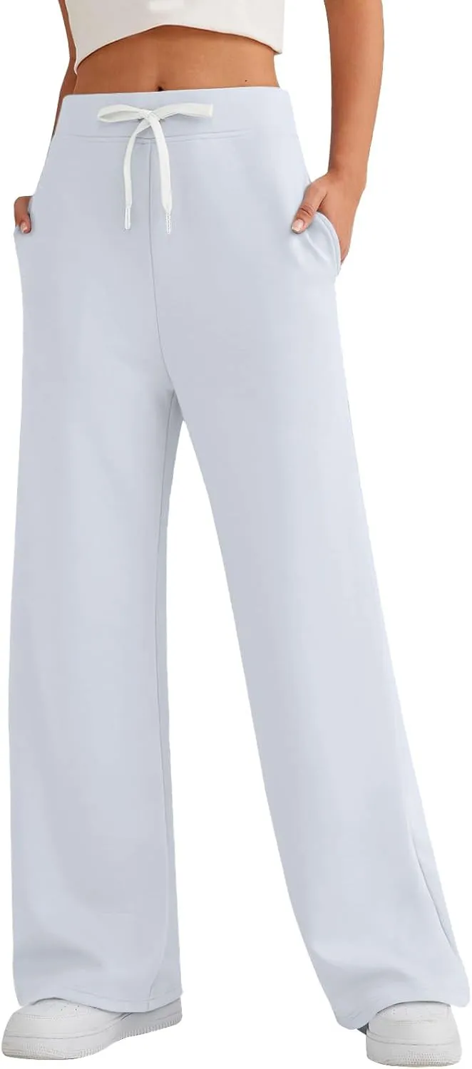 Straight Leg Wide Sweatpants Women's Sports Fitness Pants Casual Loose High Waist Pants Drawstring Jogging Pants