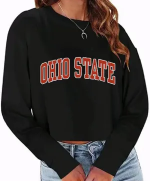 Sumtory Women Long Sleeve Crew Neck Sweat Shirts Loose Fit Letter Print Pullovers Crop Tee Tops