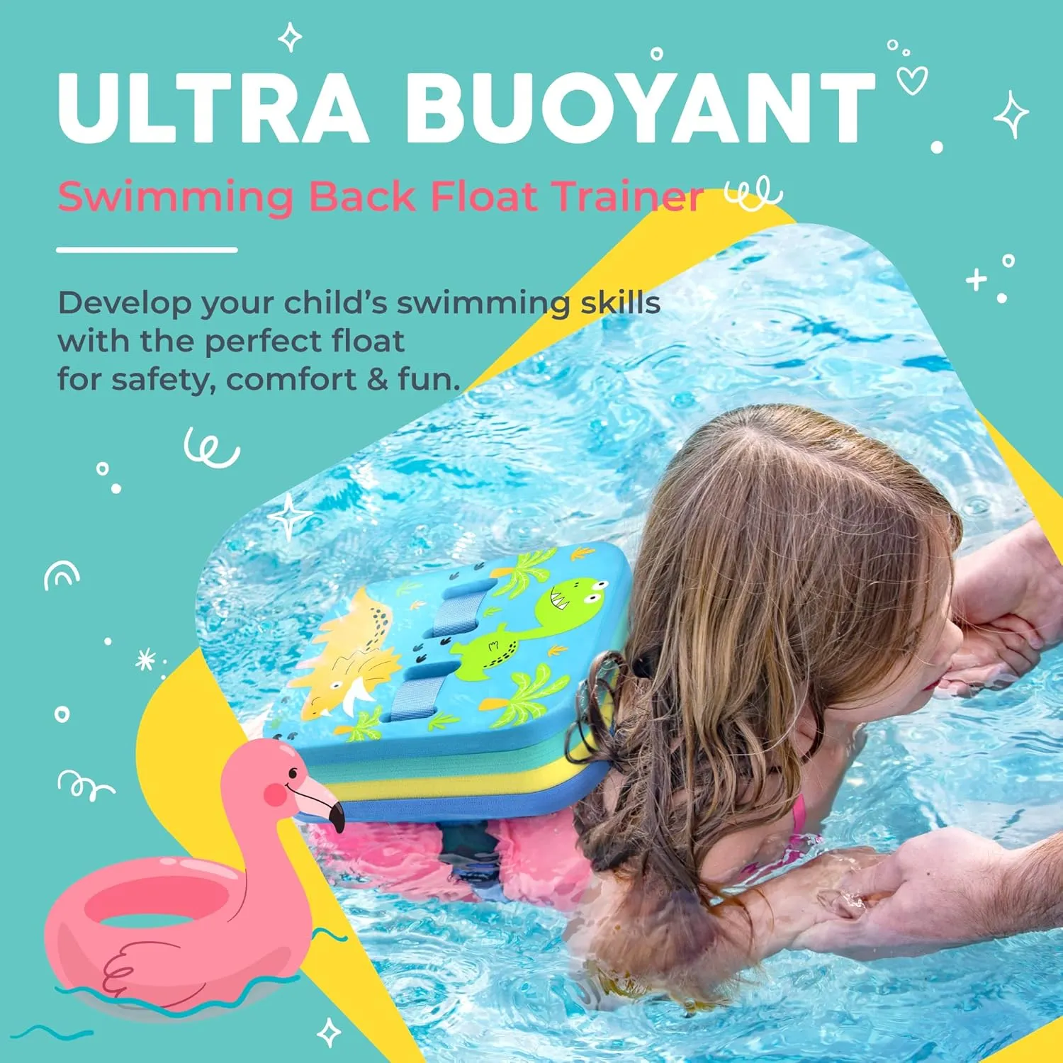 Sunlite Sports Back Float Swim Trainer with Adjustable Belt, Floatie with Multiple Layers, for Kids Children Toddler Swimming Safety