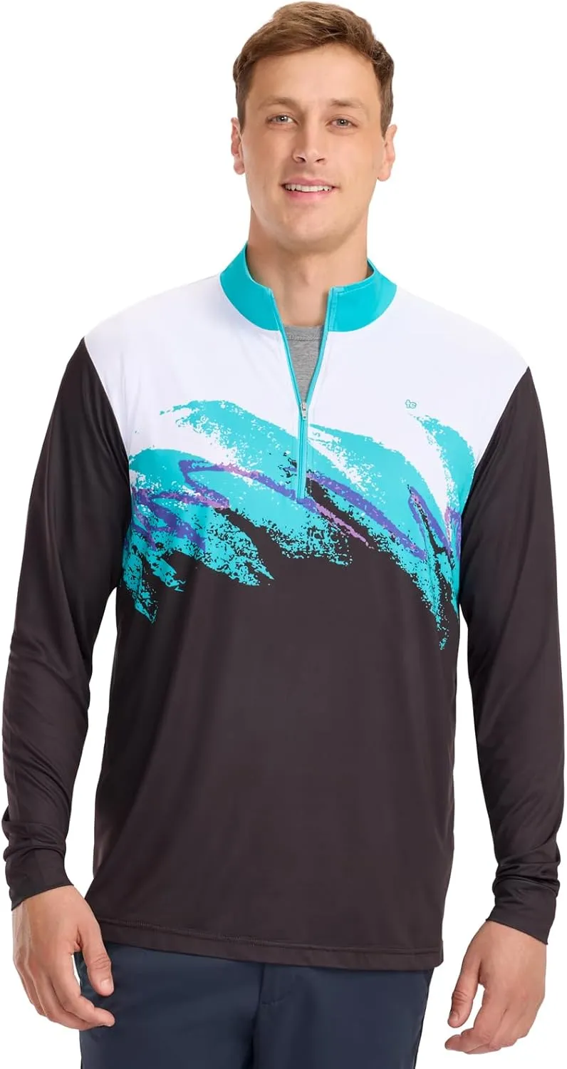Tipsy Elves Men's Quarter Zip Golf Pullover - Performance Golf Shirts for Men w/ 4-Way Stretch Moisture Wicking Fabric