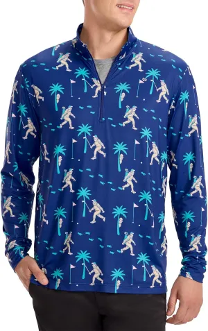 Tipsy Elves Men's Quarter Zip Golf Pullover - Performance Golf Shirts for Men w/ 4-Way Stretch Moisture Wicking Fabric