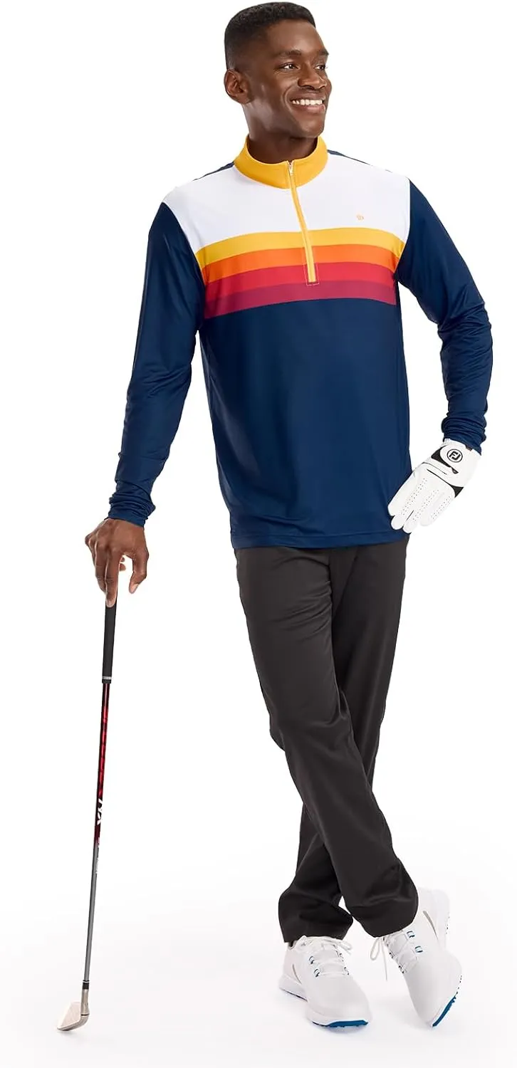 Tipsy Elves Men's Quarter Zip Golf Pullover - Performance Golf Shirts for Men w/ 4-Way Stretch Moisture Wicking Fabric