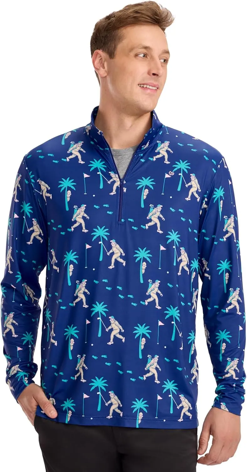 Tipsy Elves Men's Quarter Zip Golf Pullover - Performance Golf Shirts for Men w/ 4-Way Stretch Moisture Wicking Fabric