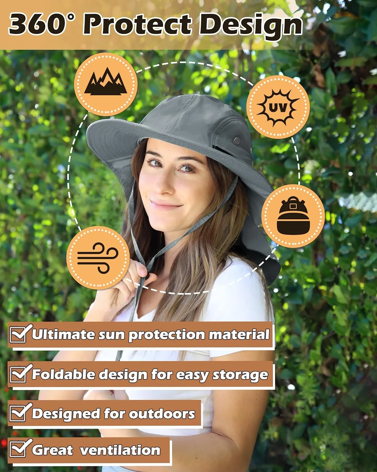 Tirrinia Neck Flap Sun Hat with Wide Brim - UPF 50  Hiking Safari Fishing Caps for Men and Women, Perfect for Outdoor Adventures