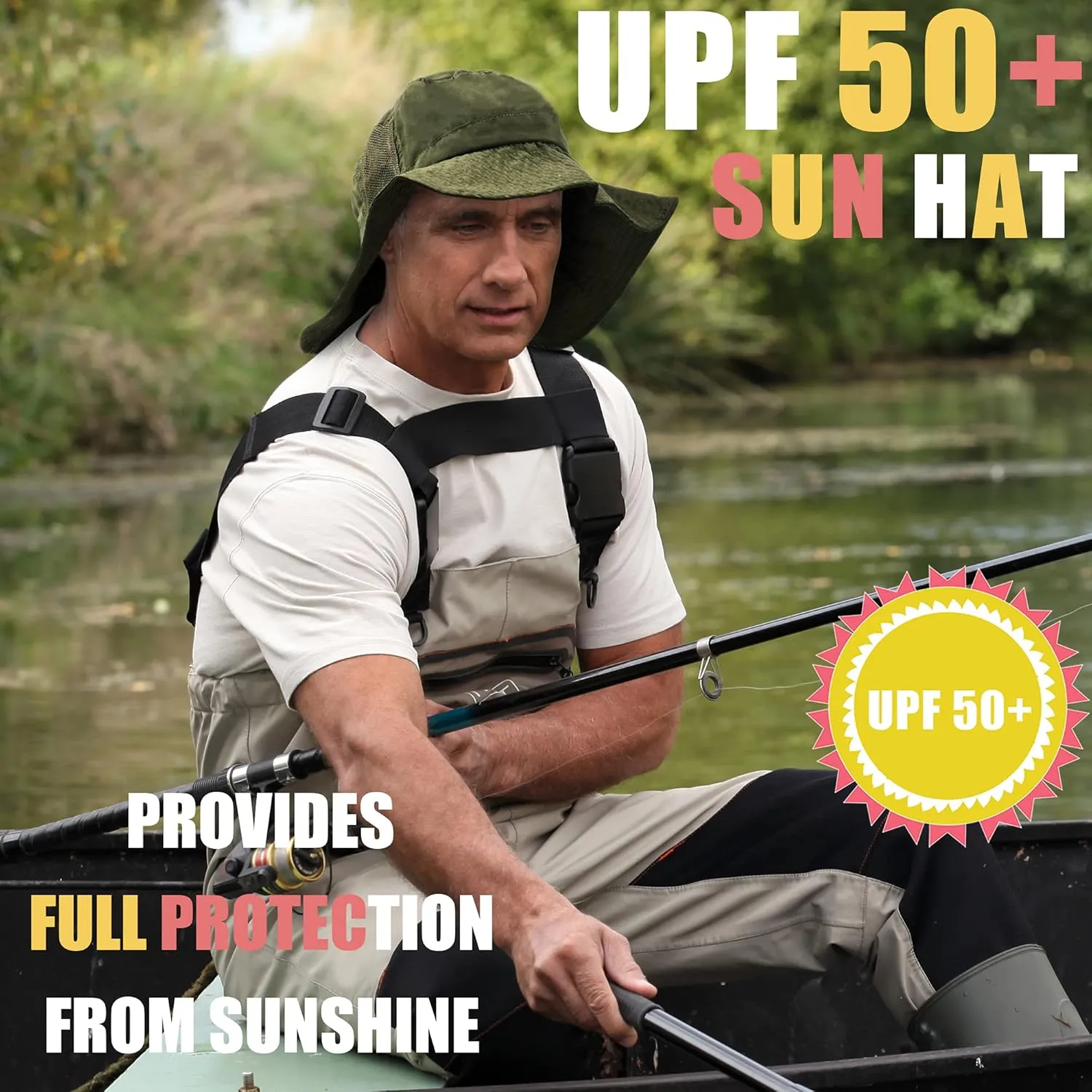 Tirrinia Neck Flap Sun Hat with Wide Brim - UPF 50  Hiking Safari Fishing Caps for Men and Women, Perfect for Outdoor Adventures