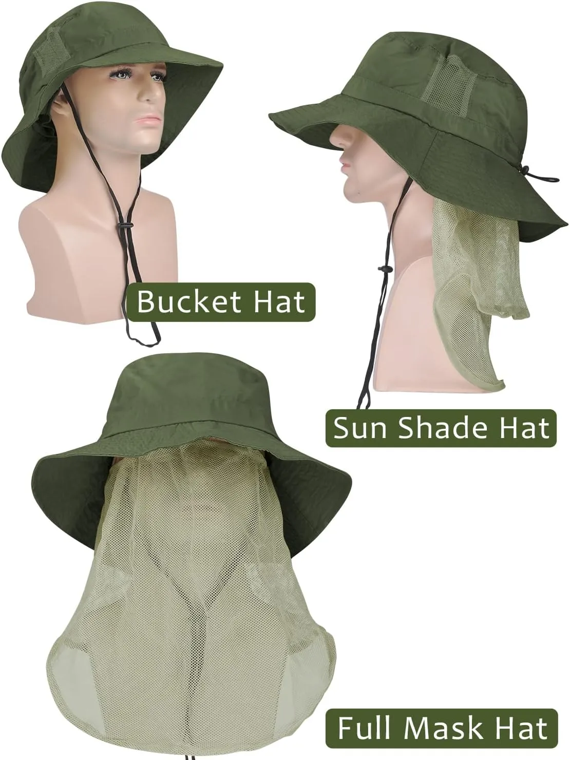 Tirrinia Neck Flap Sun Hat with Wide Brim - UPF 50  Hiking Safari Fishing Caps for Men and Women, Perfect for Outdoor Adventures