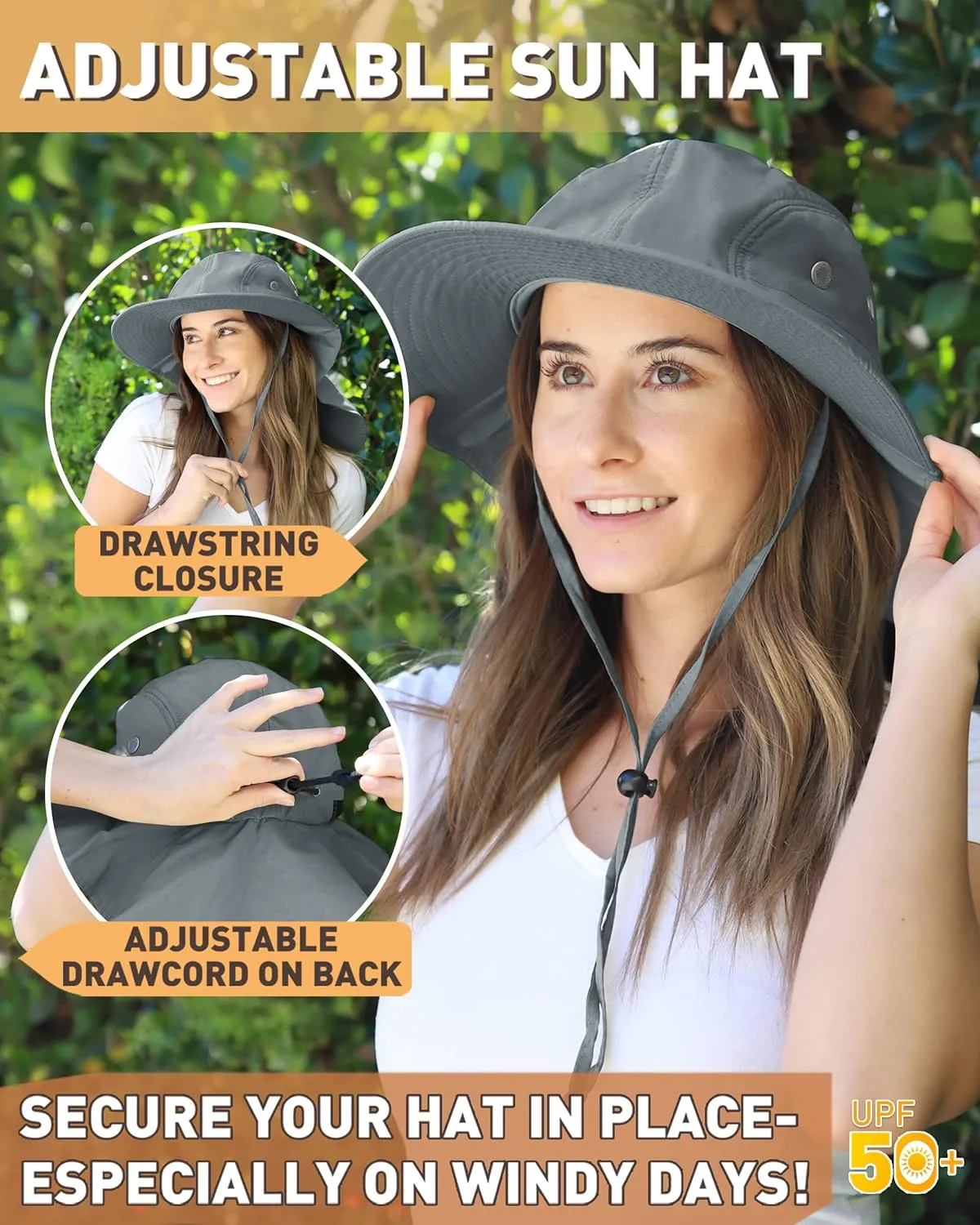 Tirrinia Neck Flap Sun Hat with Wide Brim - UPF 50  Hiking Safari Fishing Caps for Men and Women, Perfect for Outdoor Adventures