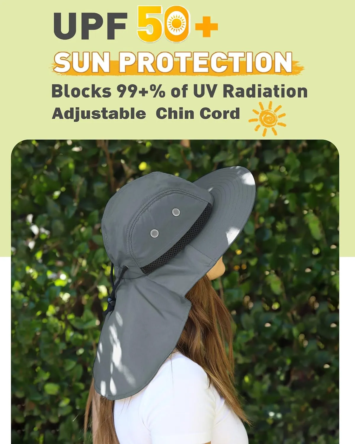 Tirrinia Neck Flap Sun Hat with Wide Brim - UPF 50  Hiking Safari Fishing Caps for Men and Women, Perfect for Outdoor Adventures