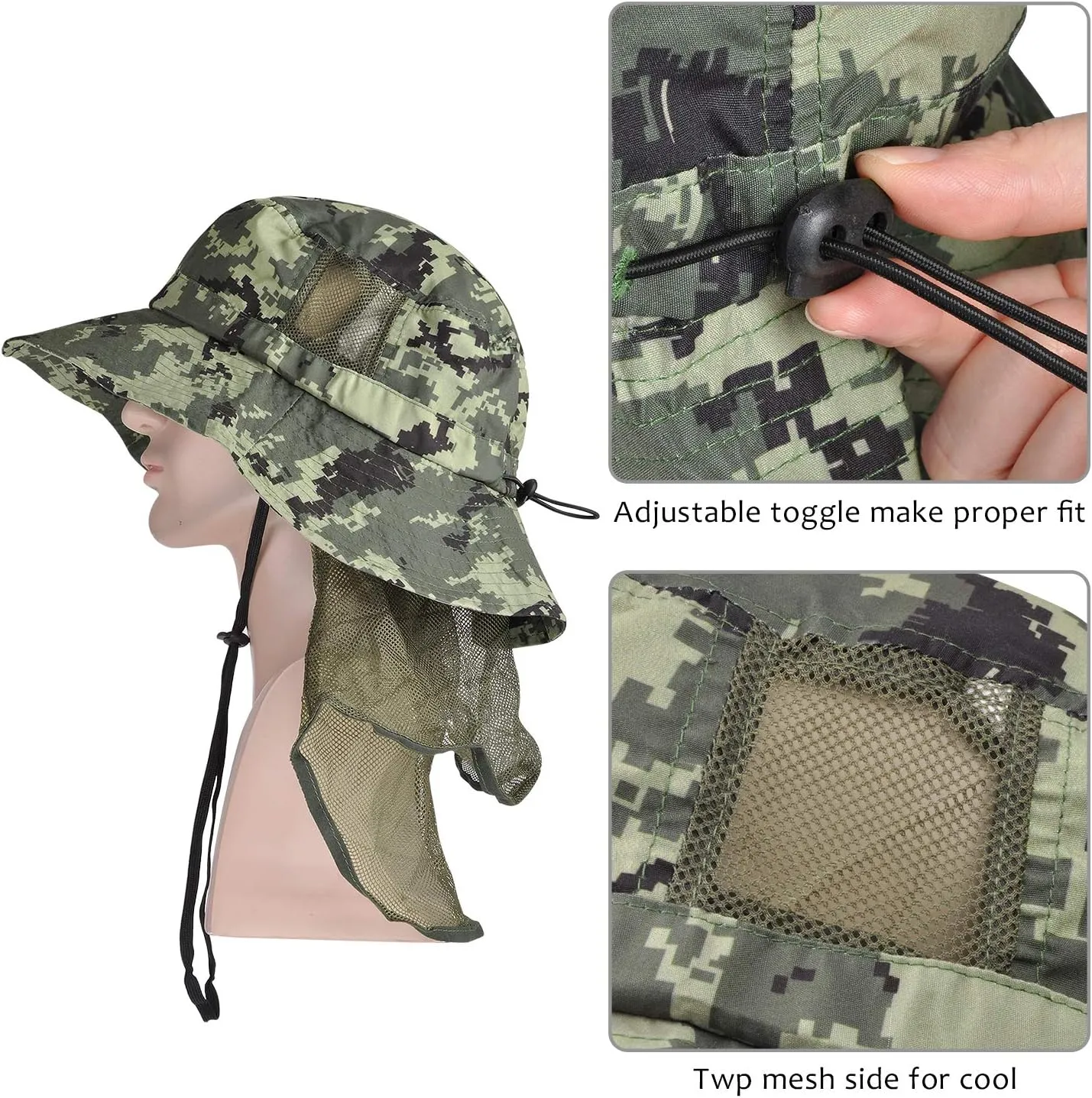 Tirrinia Neck Flap Sun Hat with Wide Brim - UPF 50  Hiking Safari Fishing Caps for Men and Women, Perfect for Outdoor Adventures