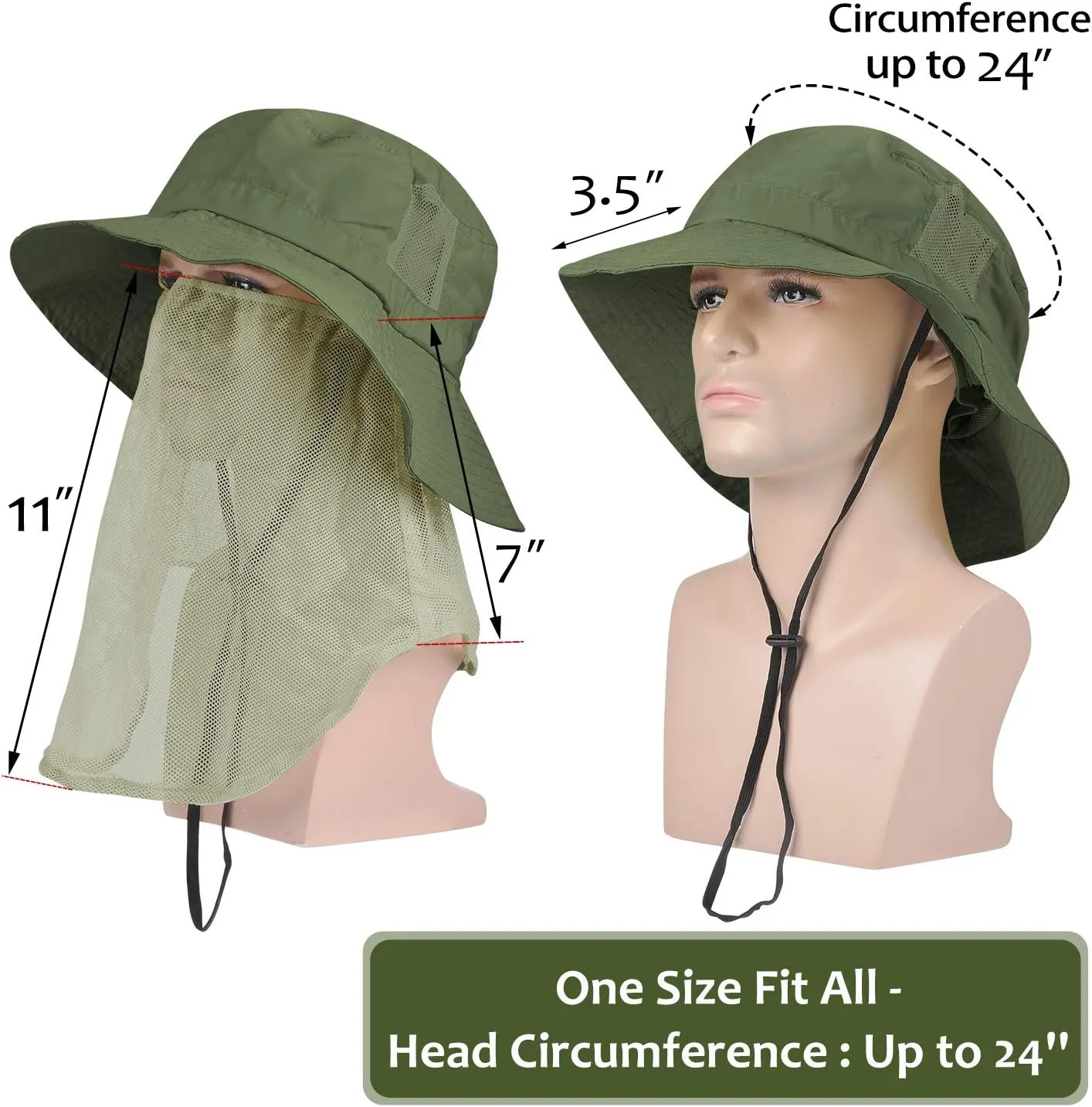 Tirrinia Neck Flap Sun Hat with Wide Brim - UPF 50  Hiking Safari Fishing Caps for Men and Women, Perfect for Outdoor Adventures