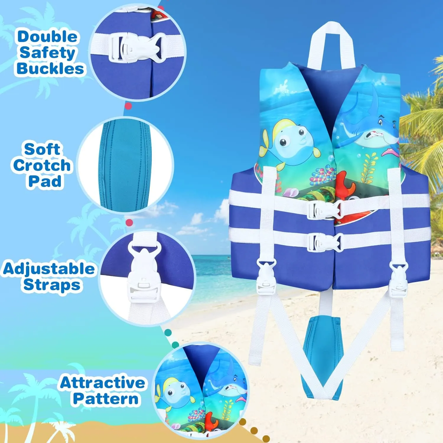 Toddler Swim Vest, Kids Pool Float Jackets Baby Swim Float for Kids 20-70 lbs, Floaties Vest Swimming Aid for 1-7 Years Old Boys Girls