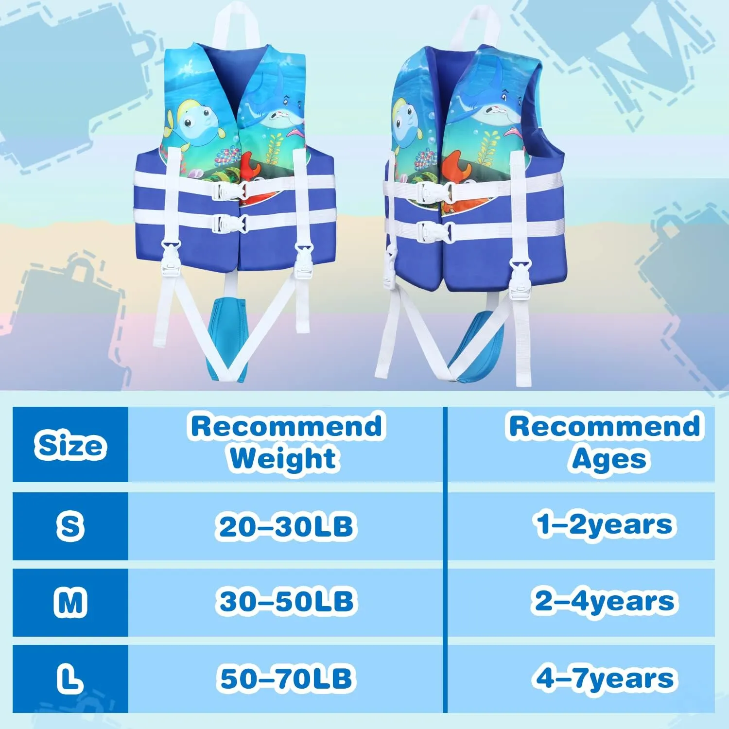 Toddler Swim Vest, Kids Pool Float Jackets Baby Swim Float for Kids 20-70 lbs, Floaties Vest Swimming Aid for 1-7 Years Old Boys Girls