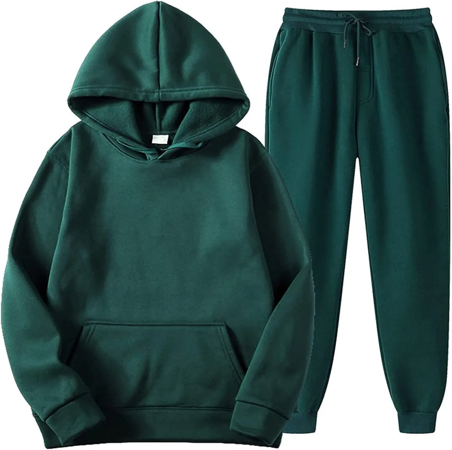 Tracksuit 2 Piece Autumn Winter Solid Casual Jogger Gym Sport Pocket Long Sleeve Sweatsuit Hoodies and Sweatpant Set