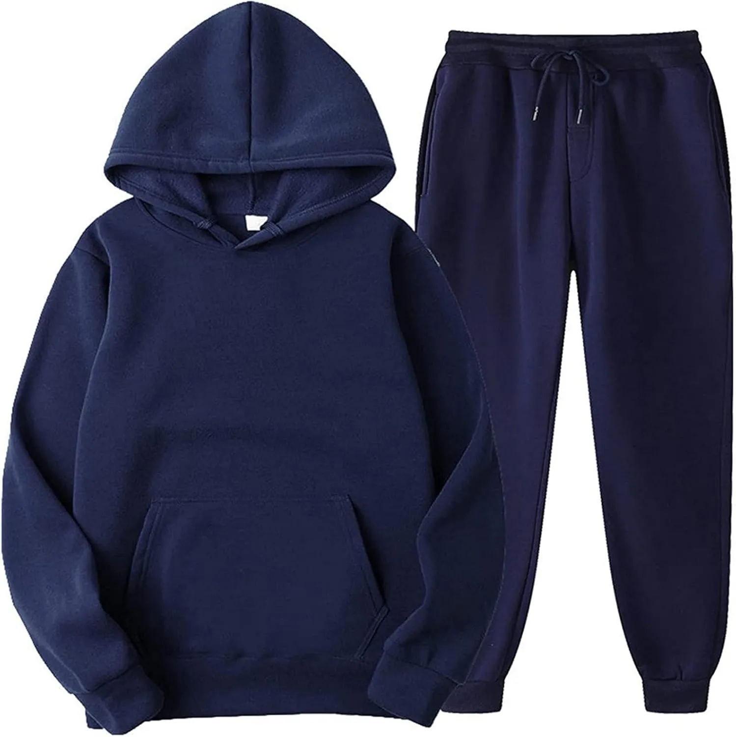 Tracksuit 2 Piece Autumn Winter Solid Casual Jogger Gym Sport Pocket Long Sleeve Sweatsuit Hoodies and Sweatpant Set
