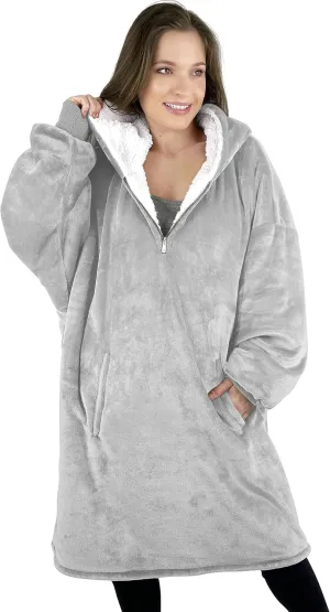 trekki Oversized Hoodie Blanket Sweatshirt, Wearable Blanket Hoodie Men Women with Zip, Comfy Fleece Hooded Blanket Adult