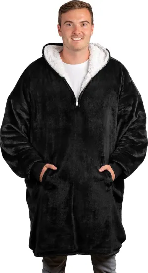 trekki Oversized Hoodie Blanket Sweatshirt, Wearable Blanket Hoodie Men Women with Zip, Comfy Fleece Hooded Blanket Adult