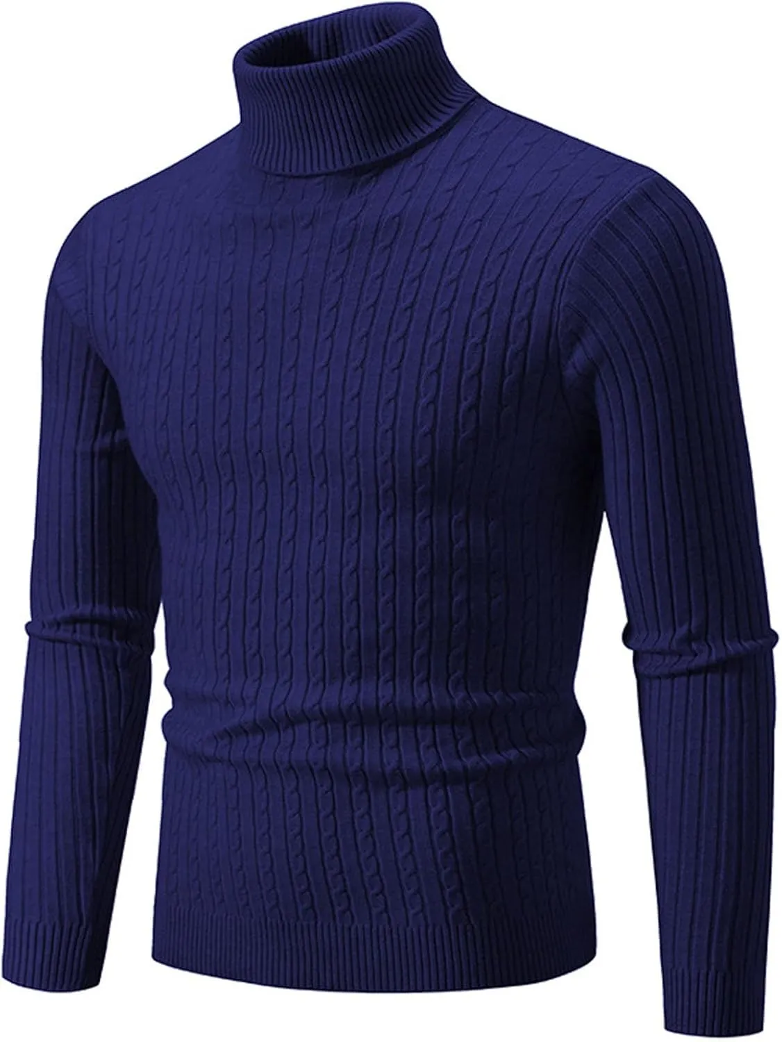 Turtleneck Men Men's Solid Long Sleeve Ribbed Slim Fit Turtleneck Pullover Sweaters with Twist Patterned Sweatshirts