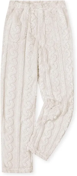 Umeyda Girl's Women's Fuzzy Pajama Pants Elastic Waist Fleece Plush Loungewear Pj Pants with Pockets, 6Years-XL