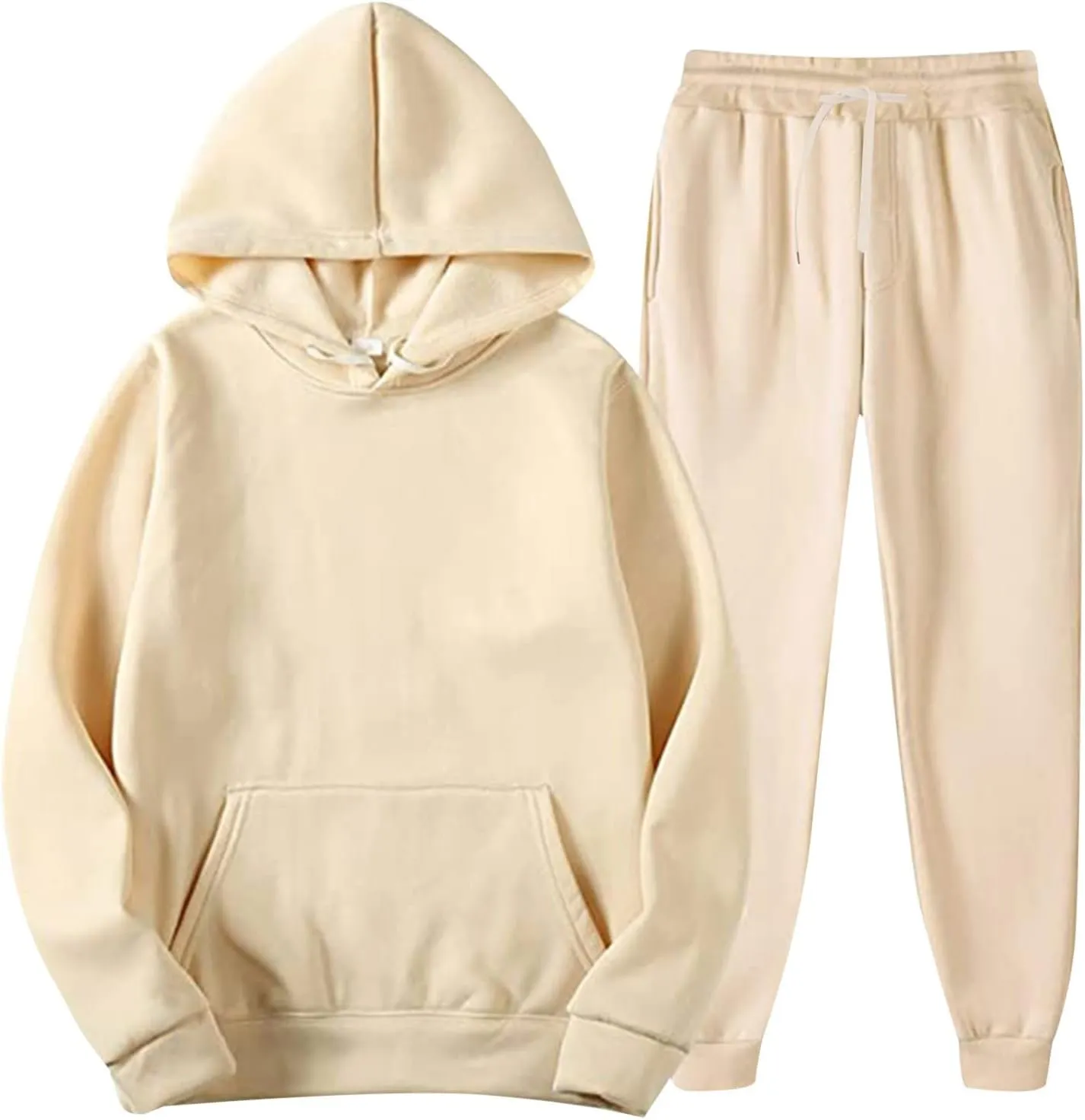 Unisex 2 PC Sweatsuit Set Men Women Oversized Long Sleeve Hoodie Pullover Sweatshirt Tracksuit Jogger Sweatpants