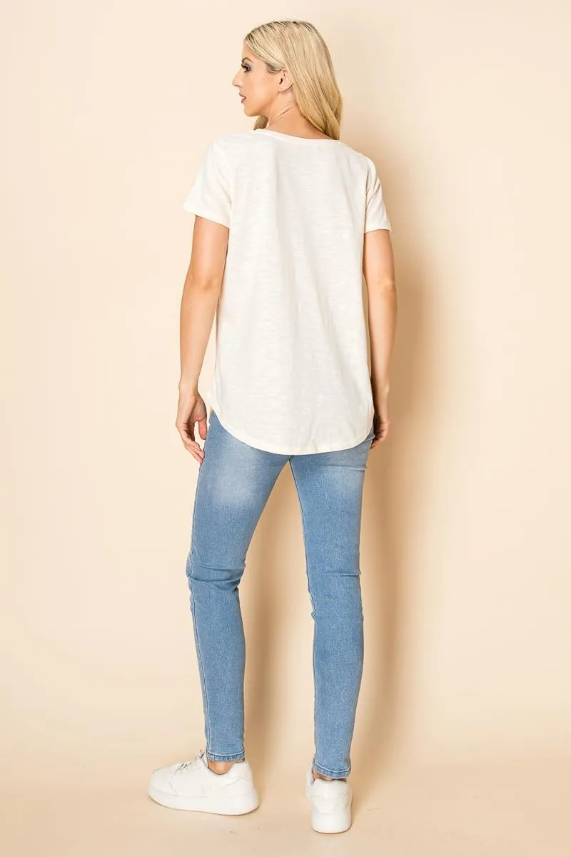 Urban Diction T-Shirts Pack of 4 Women's V-Neck Shirt Loose Essential Solid Colors Basic Scoop Neck Tees 4 Pack Womens Tops