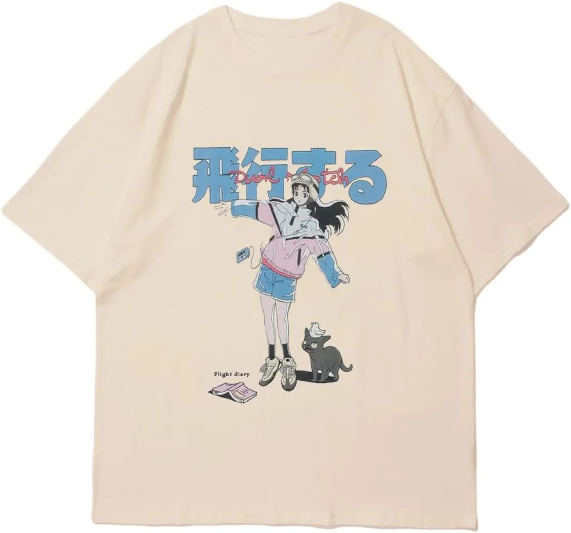Vamtac Graphic Tees Mens Graphic T-Shirts Japanese Y2k Shirt Vintage Tee Harajuku Shirt Unisex Streetwear Tops