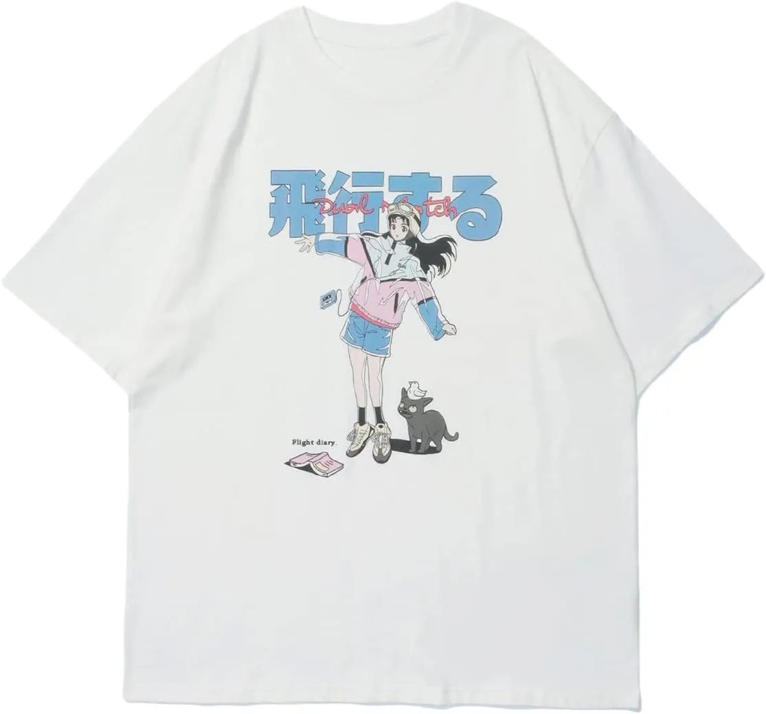 Vamtac Graphic Tees Mens Graphic T-Shirts Japanese Y2k Shirt Vintage Tee Harajuku Shirt Unisex Streetwear Tops