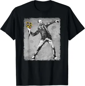 Van Gogh Flower Thrower T Shirt - Distressed Graphic Tee T-Shirt
