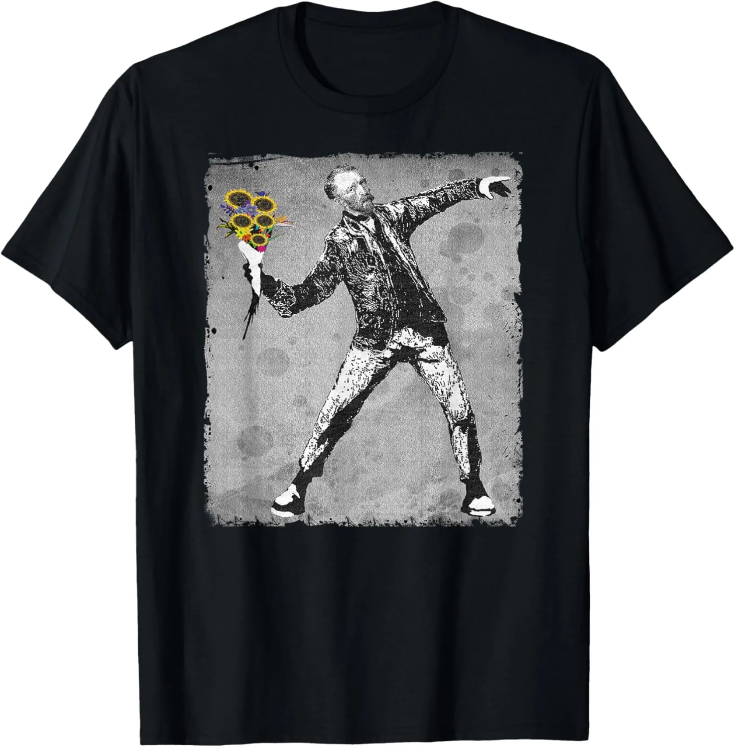 Van Gogh Flower Thrower T Shirt - Distressed Graphic Tee T-Shirt