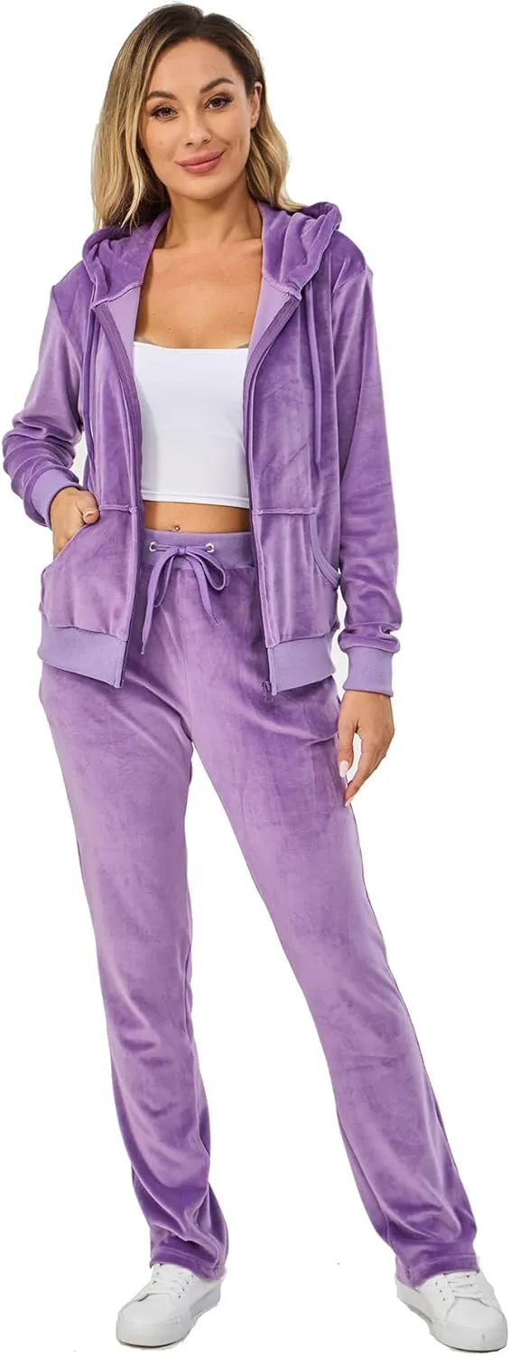 Velour Track Suits for Women Set Fall Sweatsuits 2 Piece