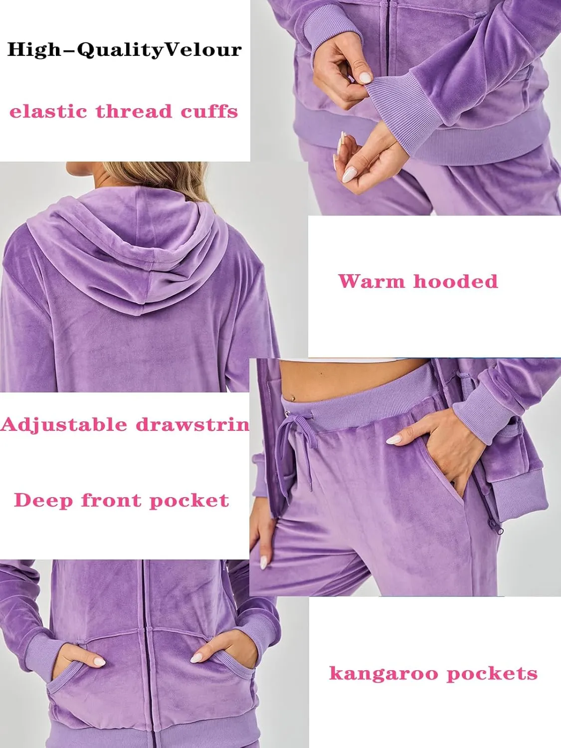 Velour Track Suits for Women Set Fall Sweatsuits 2 Piece