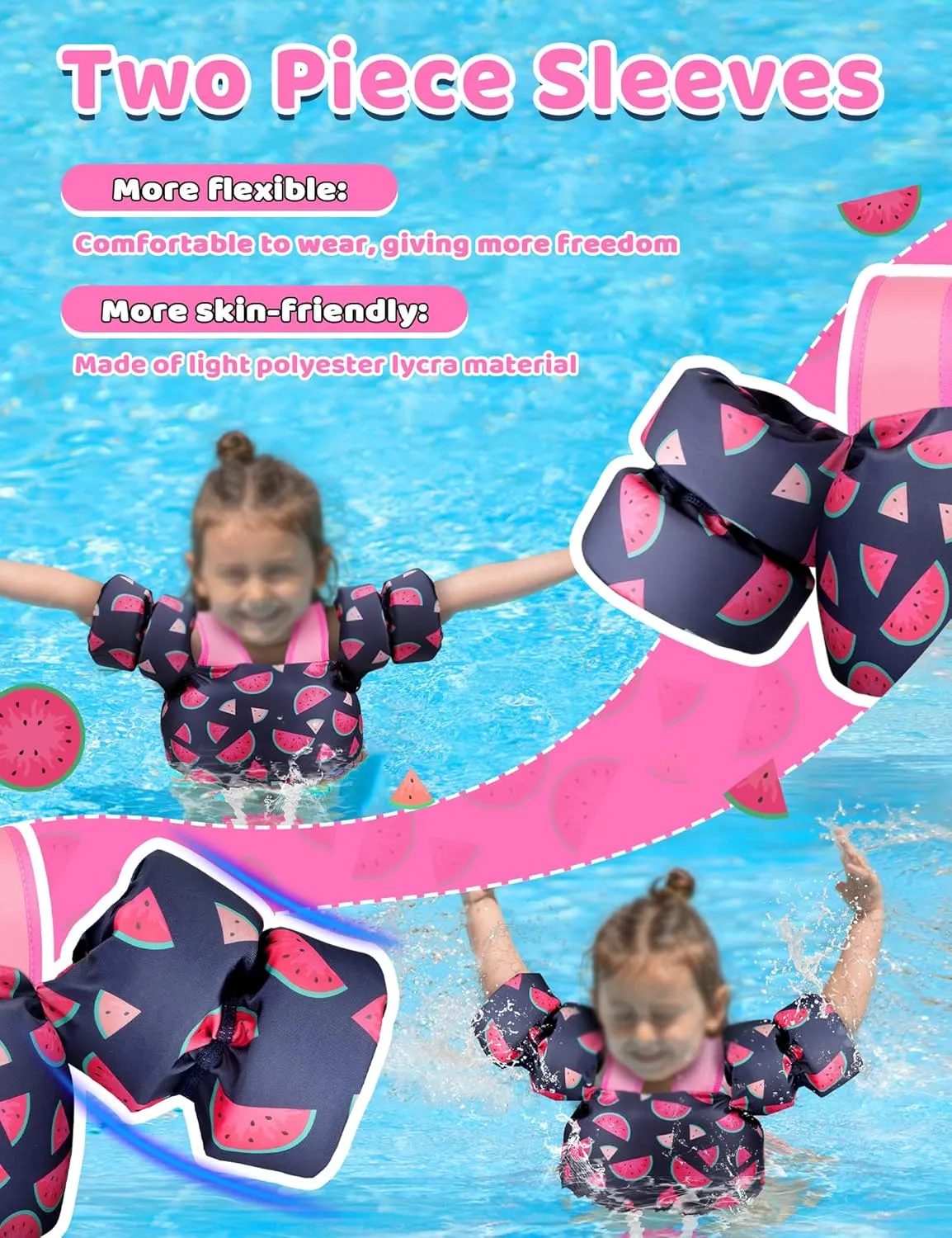 Vvinca Toddler Swim Vest for Kids 13-30lbs Boys Girls Puddle Jumper Toddlers Pool Floaties Jacket with Adjustable Crotch Strap Sleeves Shoulder for 1 2 3 Years Old Baby Infant Learn to Swimming