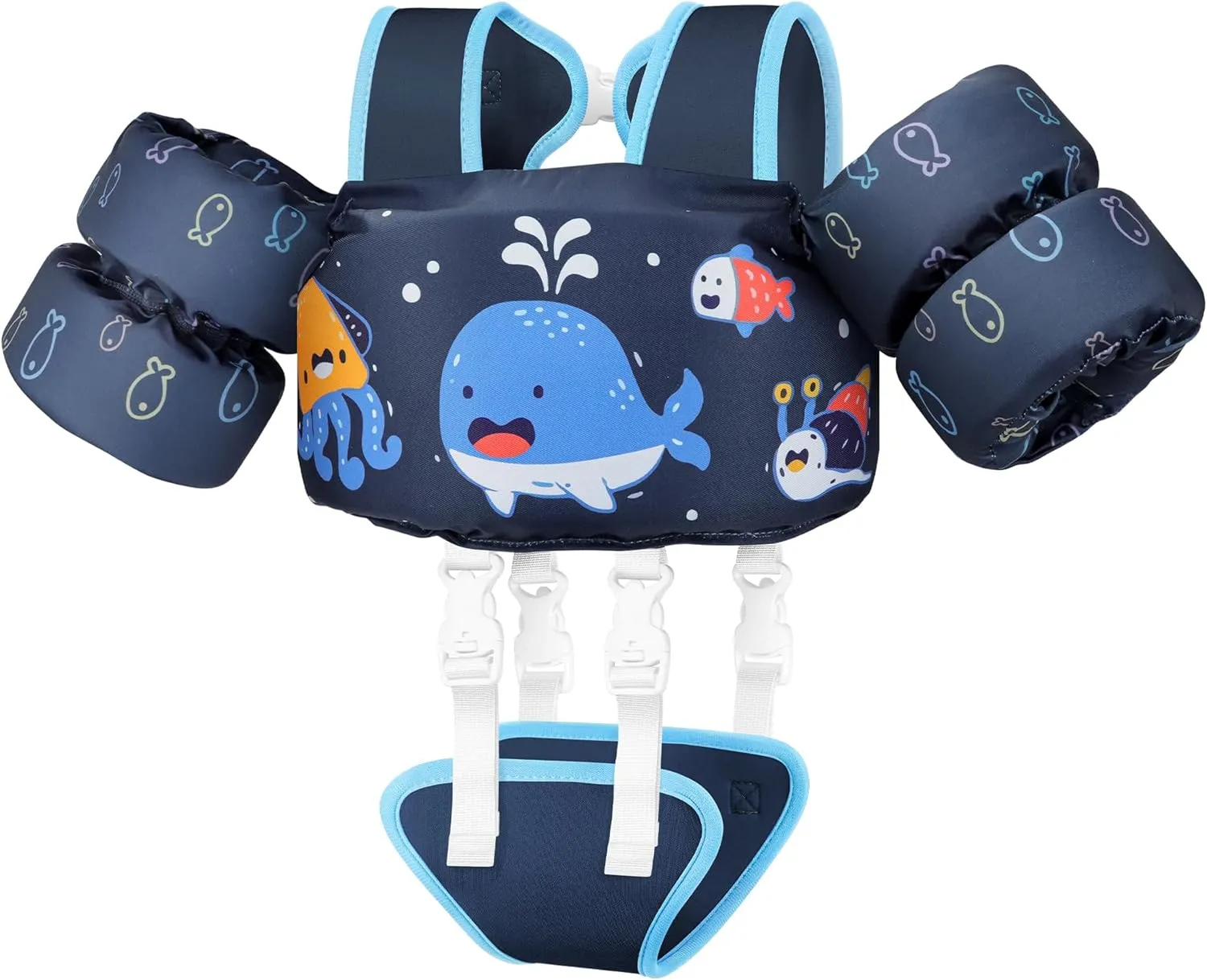 Vvinca Toddler Swim Vest for Kids 13-30lbs Boys Girls Puddle Jumper Toddlers Pool Floaties Jacket with Adjustable Crotch Strap Sleeves Shoulder for 1 2 3 Years Old Baby Infant Learn to Swimming