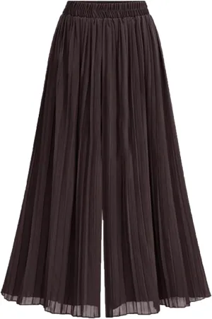 Wide Leg Chiffon Pants for Women High Waist Palazzo Trousers Business Casual Slacks Lounge Harem Trouser with Pocket