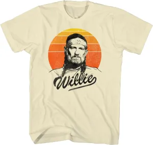 Willie Nelson Sunset Gradient Adult Short Sleeve T Shirt Vintage Style Country Icon Graphic Tees