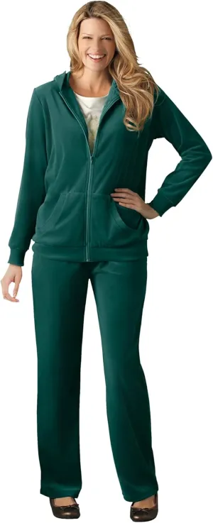 Woman Within Women's Plus Size Petite 2-Piece Velour Hoodie Set