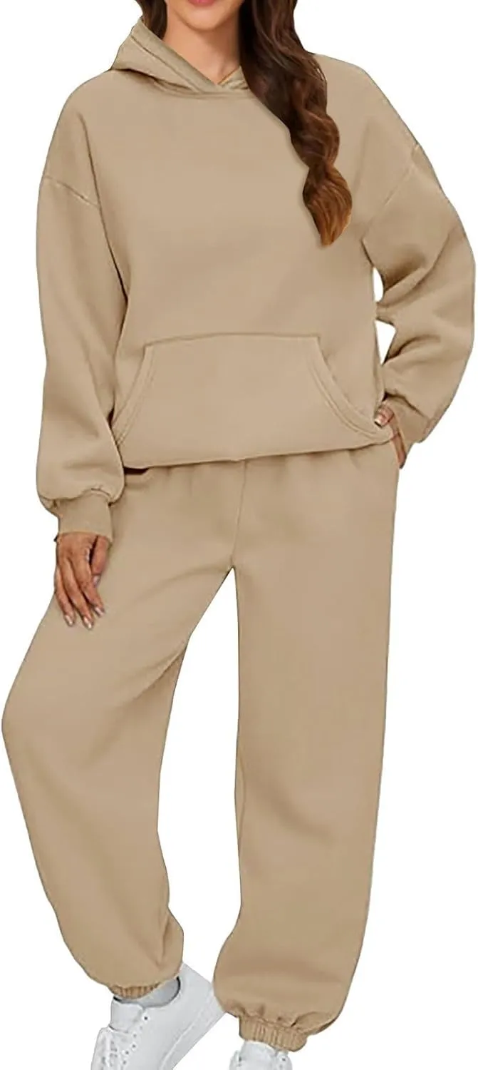Women 2 Piece Sweatsuits Solid and Tracksuit Sweatshirt Hooded Women Suits Sets Sweatsuits for Women Set 2 Piece