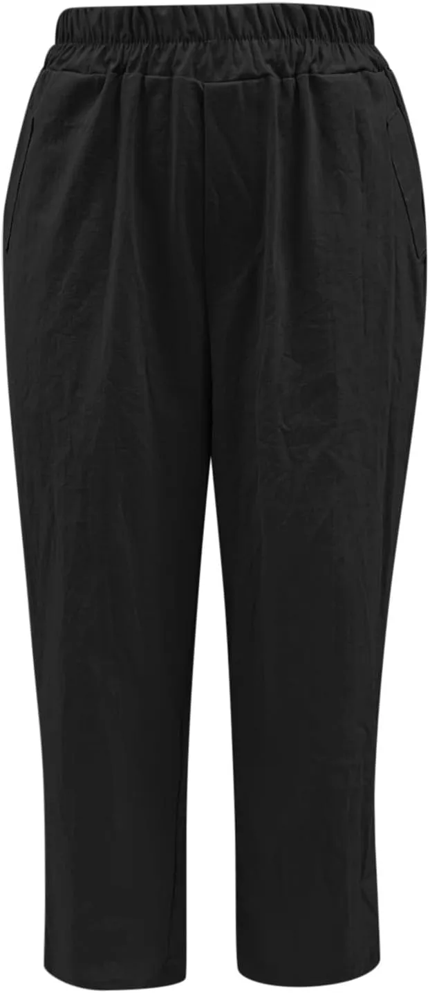Women High Waisted Wide Leg Pants Fashion Drawstring Elastic Trousers Comfy Straight Leg Long Pants with Pockets