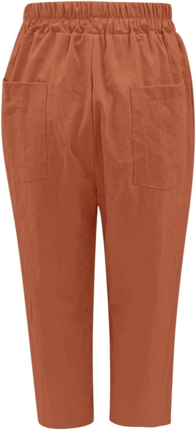 Women High Waisted Wide Leg Pants Fashion Drawstring Elastic Trousers Comfy Straight Leg Long Pants with Pockets