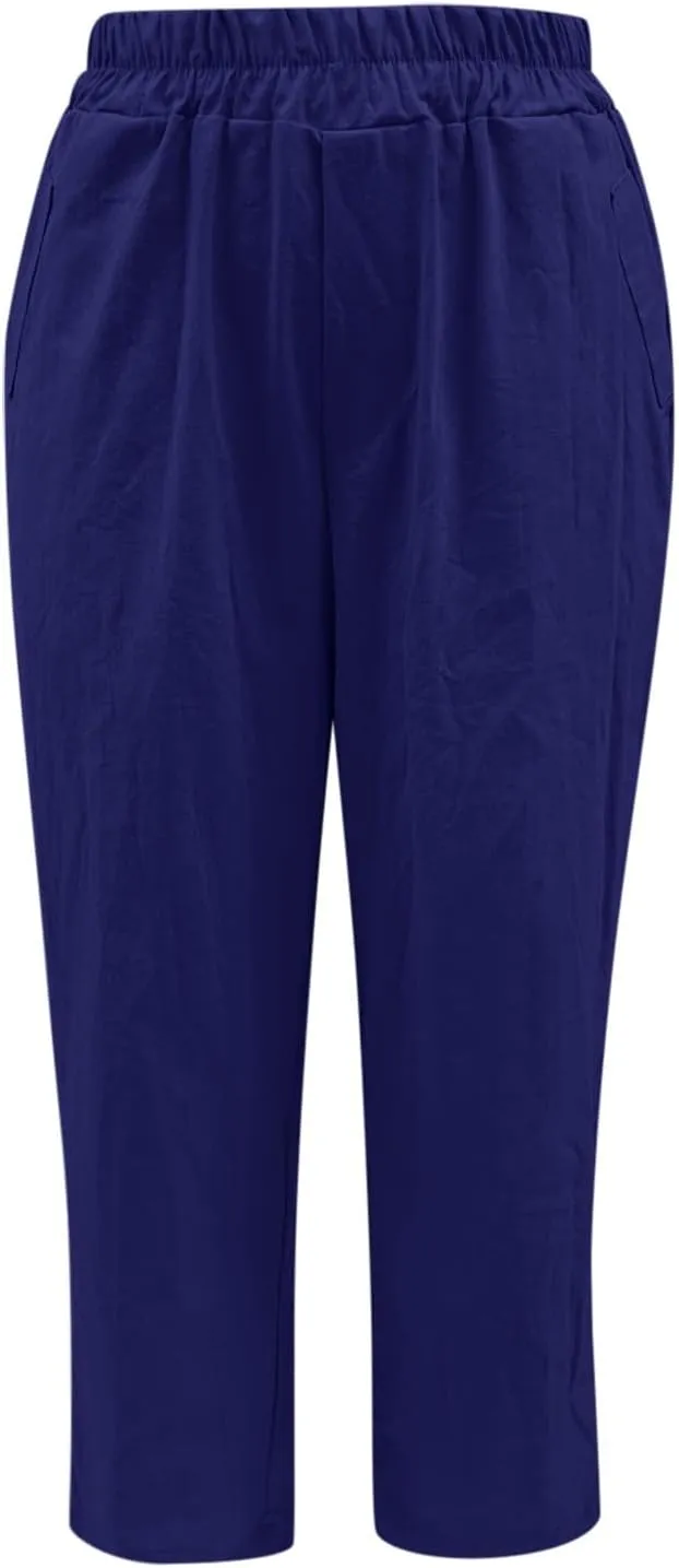 Women High Waisted Wide Leg Pants Fashion Drawstring Elastic Trousers Comfy Straight Leg Long Pants with Pockets