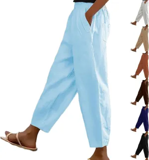 Women High Waisted Wide Leg Pants Fashion Drawstring Elastic Trousers Comfy Straight Leg Long Pants with Pockets