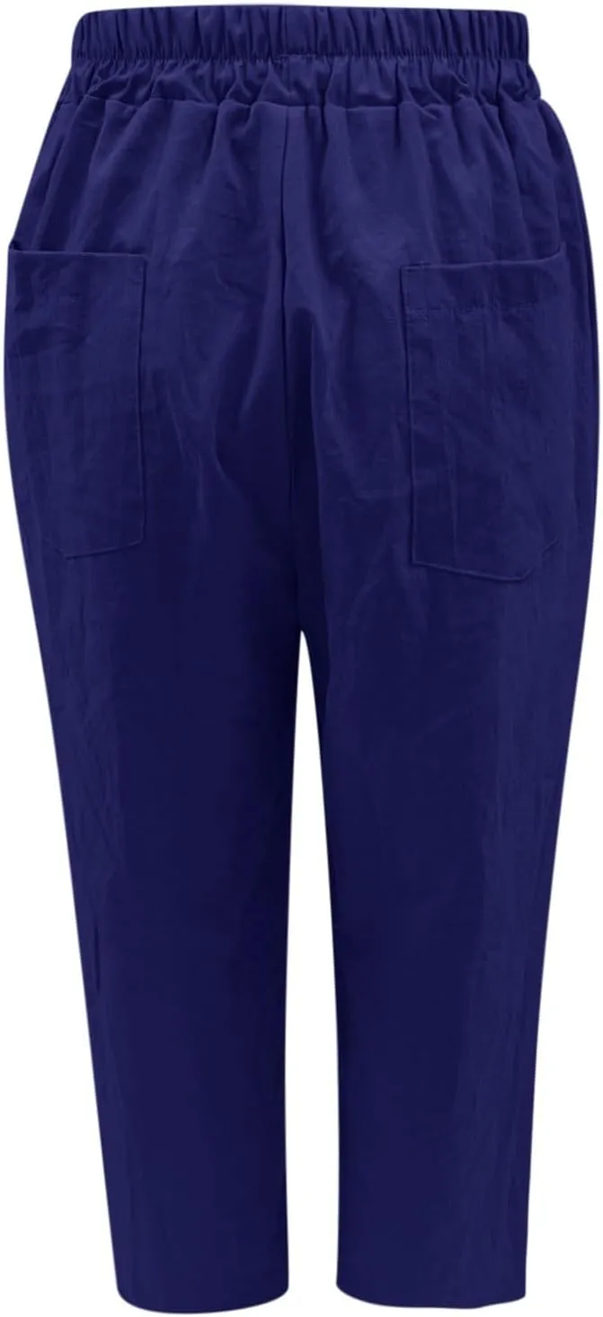 Women High Waisted Wide Leg Pants Fashion Drawstring Elastic Trousers Comfy Straight Leg Long Pants with Pockets