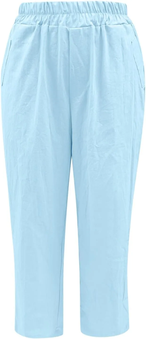 Women High Waisted Wide Leg Pants Fashion Drawstring Elastic Trousers Comfy Straight Leg Long Pants with Pockets